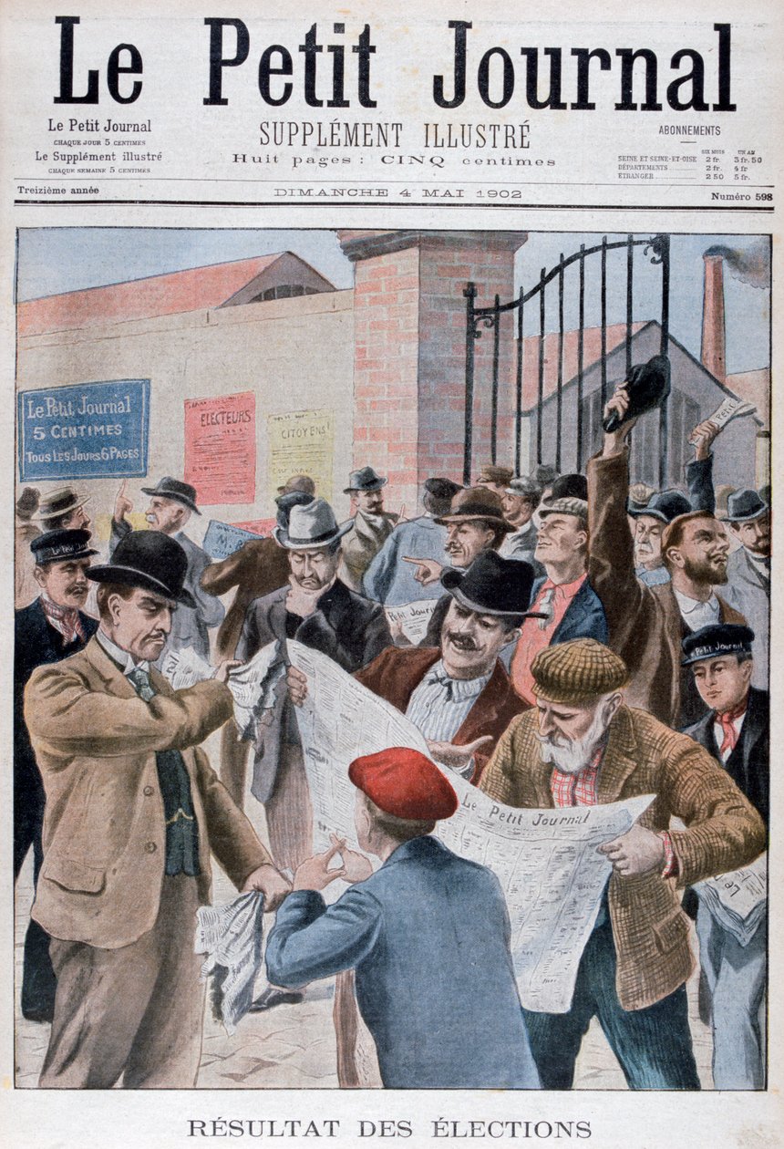 Läser valresultatet i tidningen, Paris, 1902 av Unbekannt