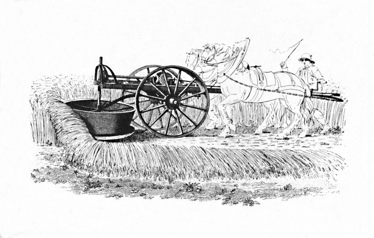 Skördemaskin uppfann av James Smith från Deanston, 1816, 1904 av Unbekannt