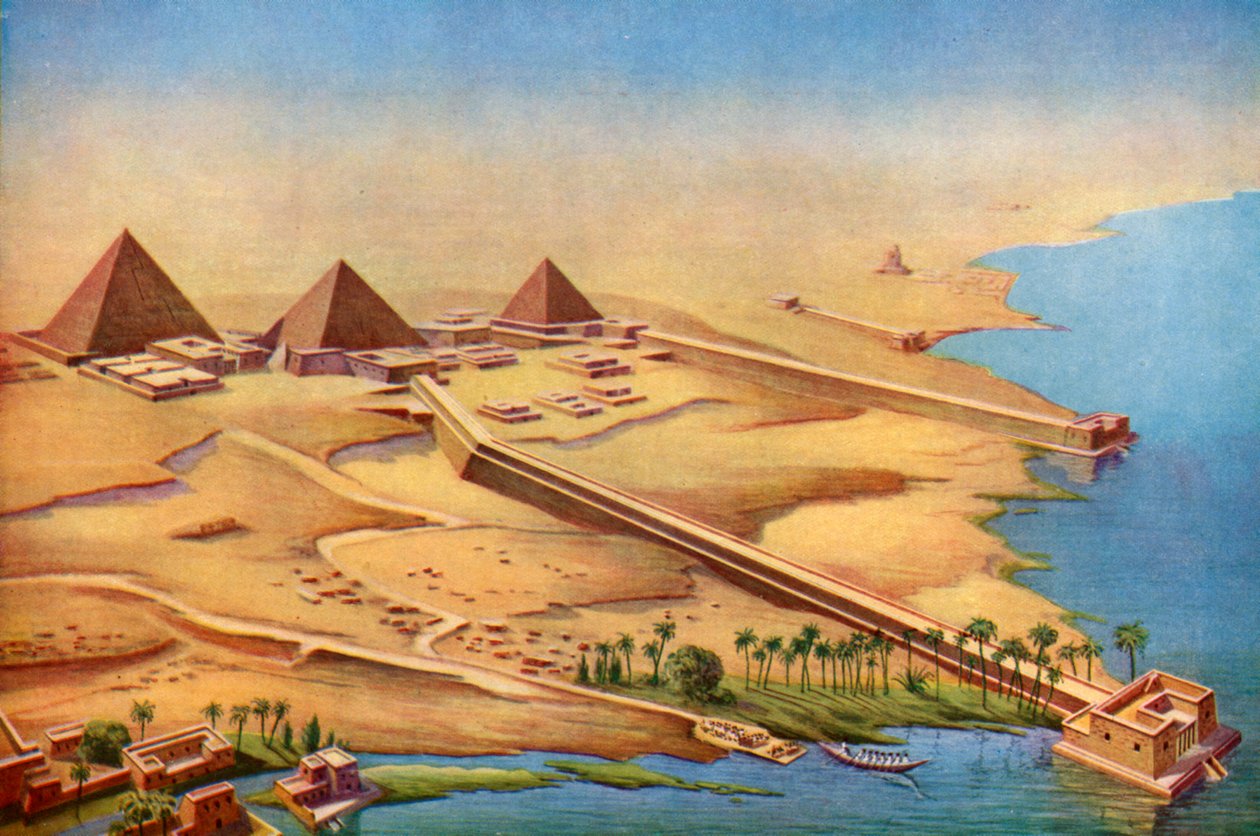 Rekonstruktion av de tre pyramiderna i Abusir med deras tempel och infallsvinklar, 1933-1934 av Unbekannt