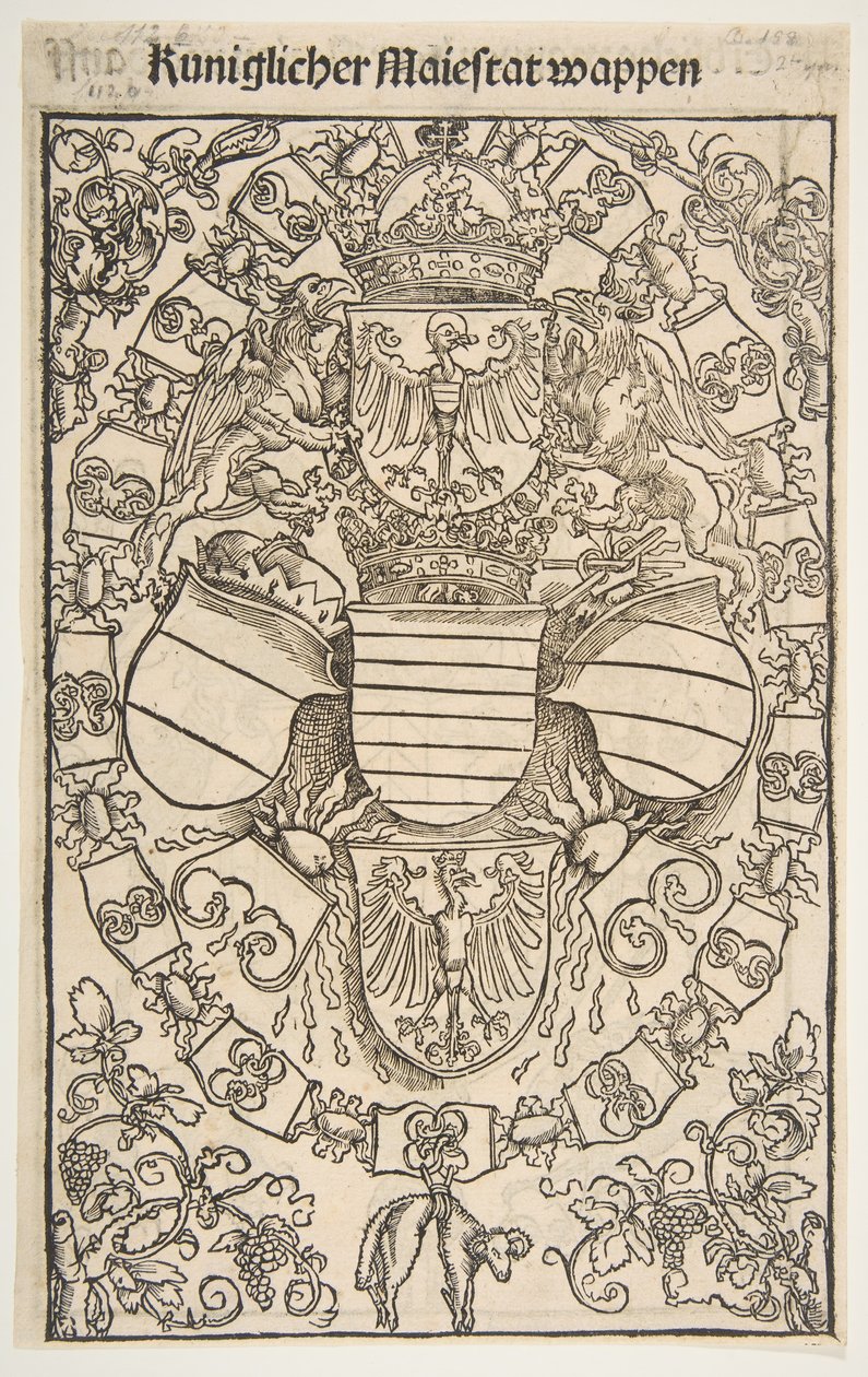 Rekto: Maximilian I:s vapen som romarnas kung, verso: Florians vapen ..., 1502. av Unbekannt