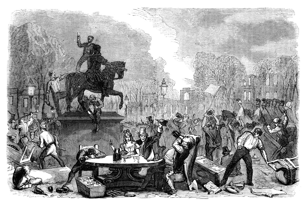 Reformupplopp på Queens Square, Bristol, 1831 c1895 av Unbekannt