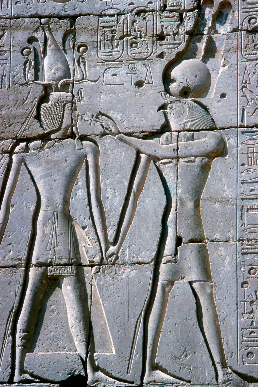Relief av Amun-Ra som ger liv åt Ramses II, Ramses II-templet, Luxor, Egypten, c1250 f.Kr. av Unbekannt