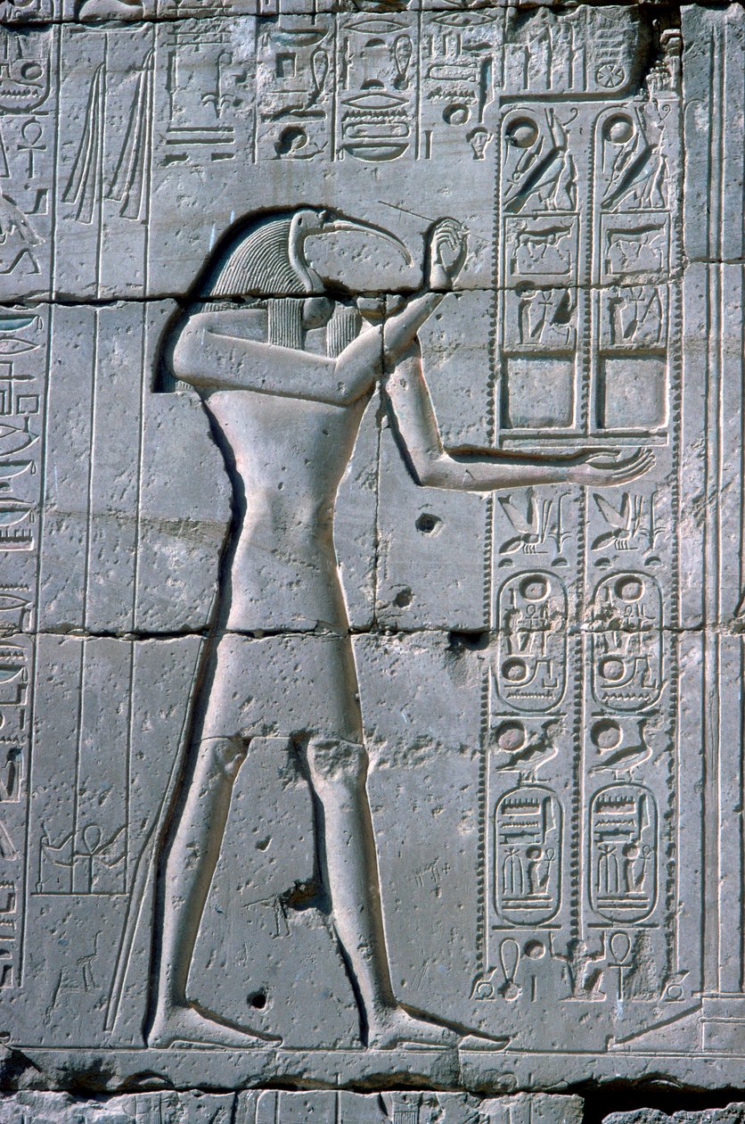 Relief som visar Thoth, Ramesseum, Ramses II-templet, Luxor, Egypten, c1300 f.Kr. av Unbekannt