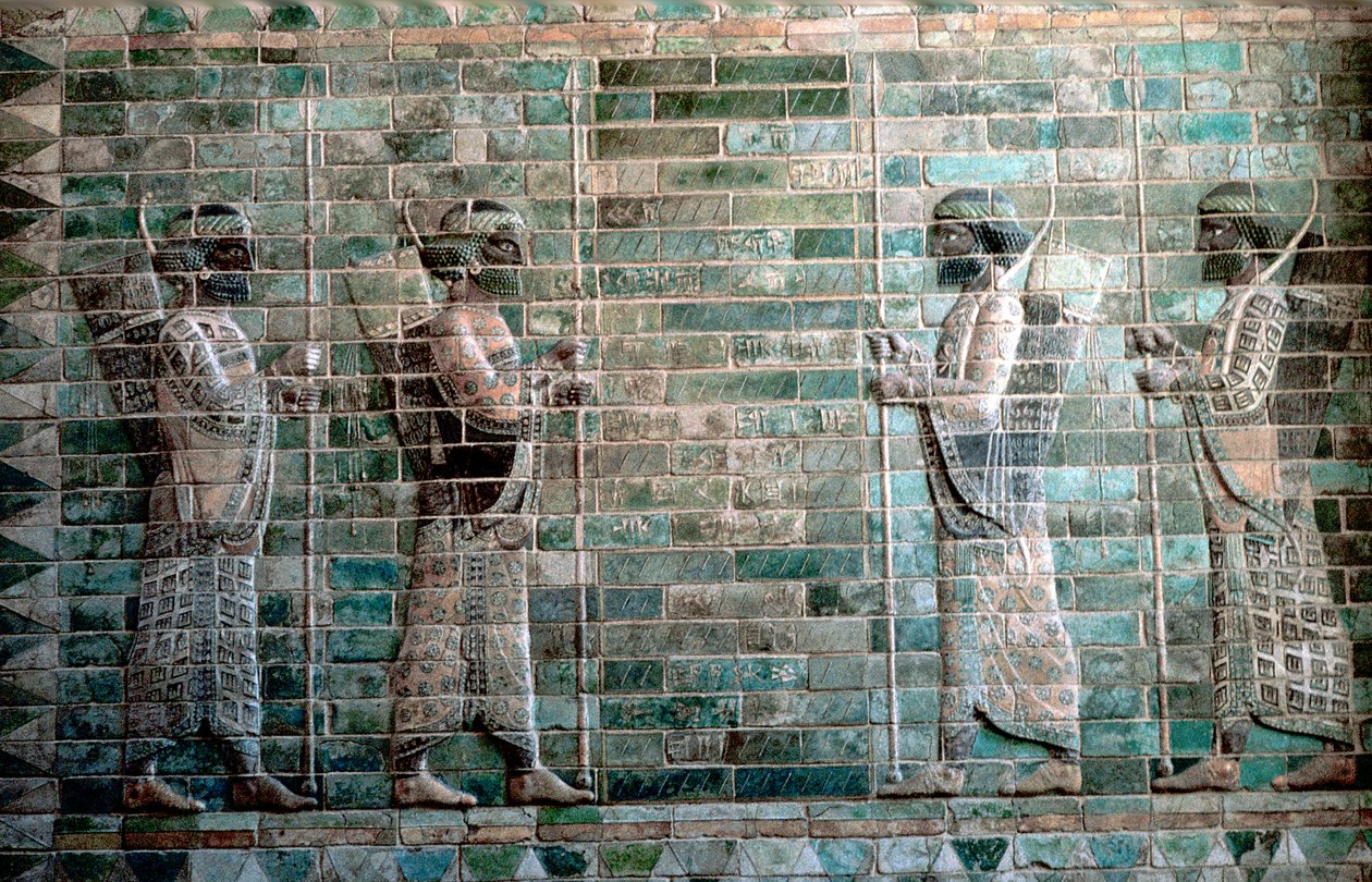 Relief som visar bågskyttar av det persiska kungliga gardet, Palace of Darius I, Susa, c500 f.Kr. av Unbekannt