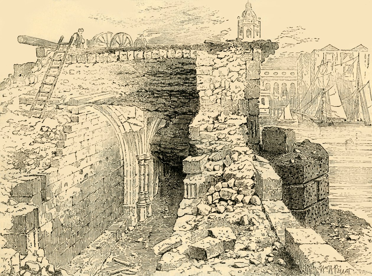 Rester av Chapel of St. Thomas, Old London Bridge, c1872. av Unbekannt