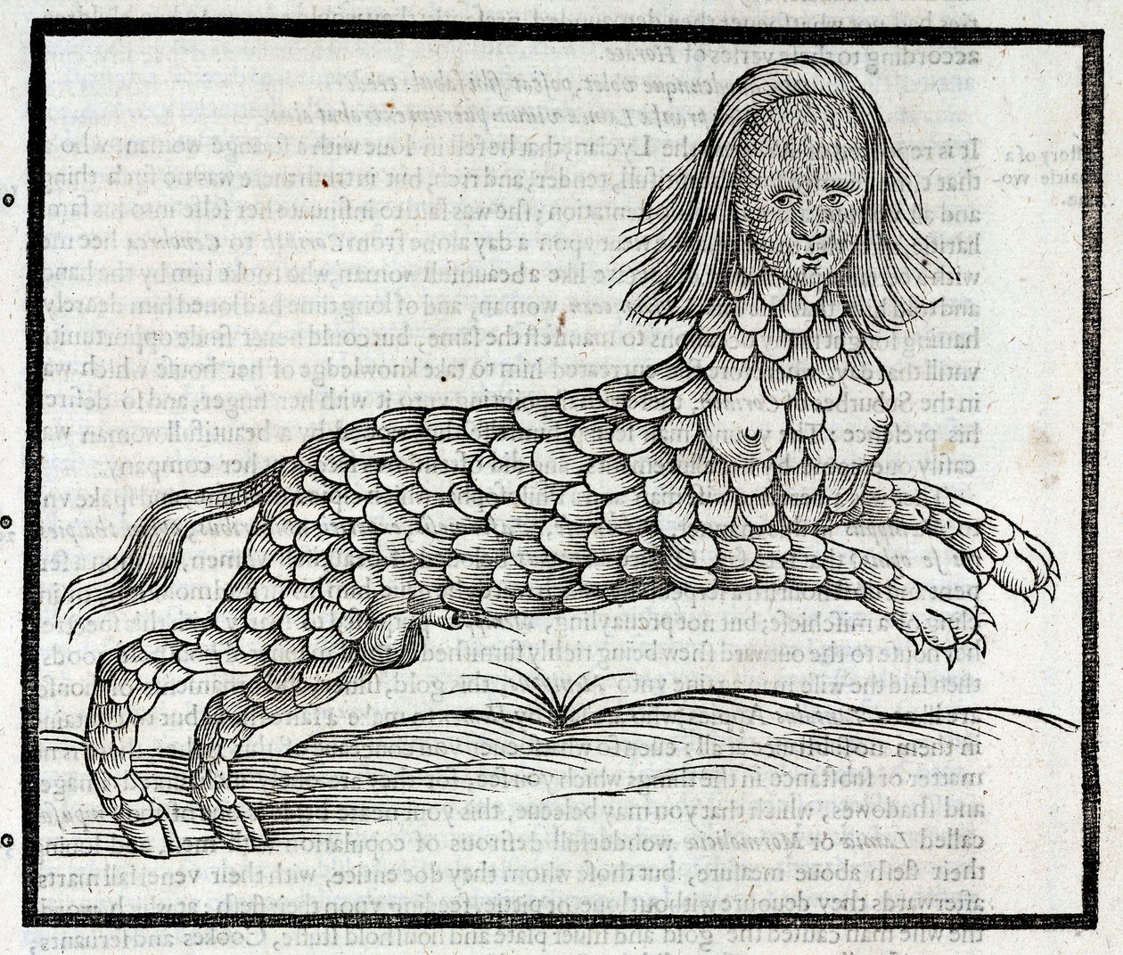 "Representation de la creature Lamia (Sybaris) Gravure däck av "History of Four-Footed Beastes" d