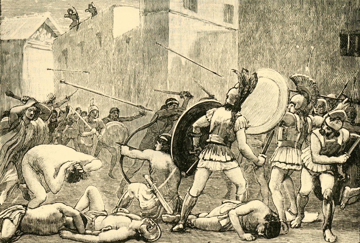 Avvisning av Pyrrhus från Sparta, 1890. av Unbekannt