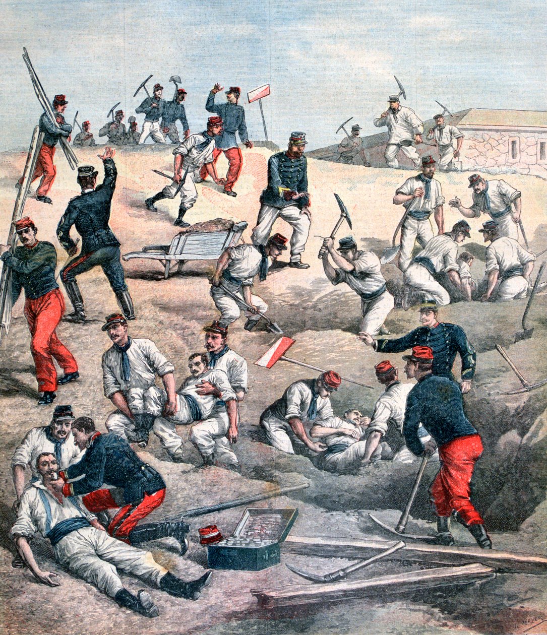 Räddning av offren vid Aubervilliers fort, 1892. av Unbekannt