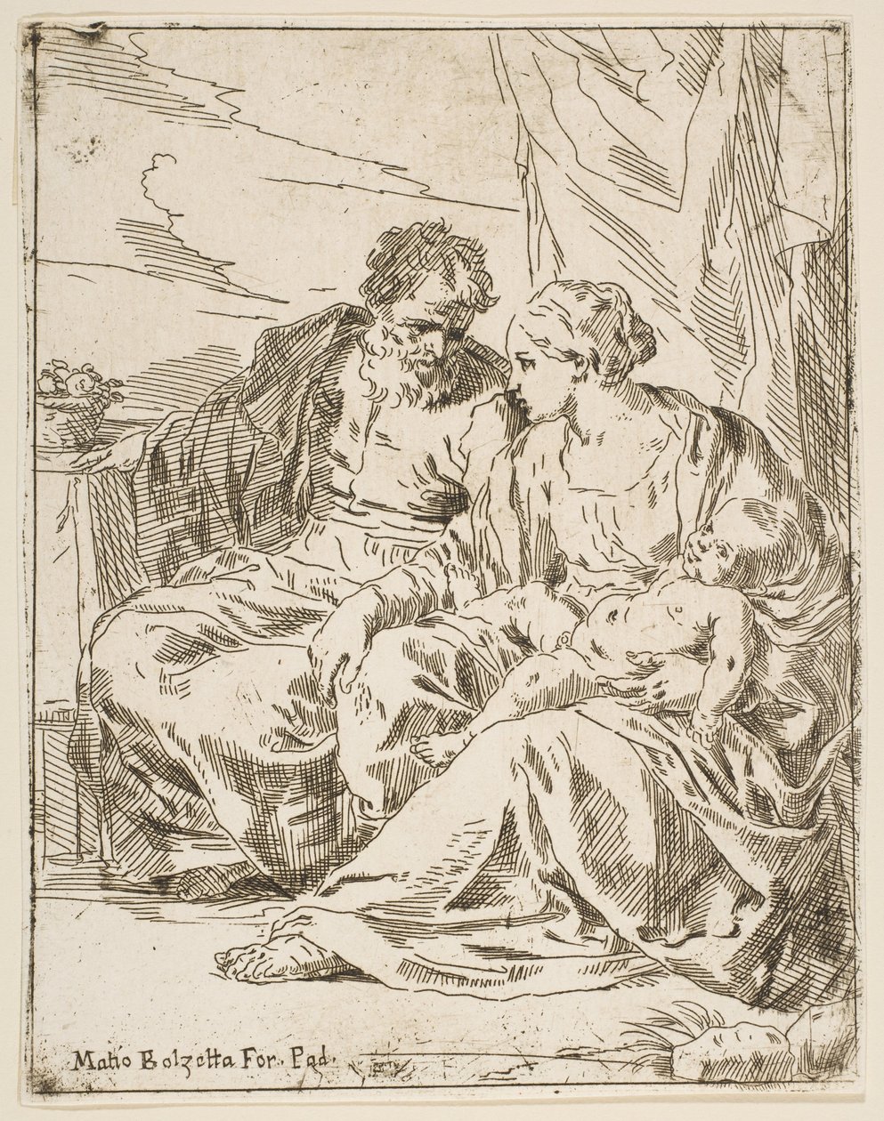 Vila på flykten till Egypten, Maria håller spädbarnet Kristus medan St ..., ca. 1637-1639 eller senare. av Unbekannt