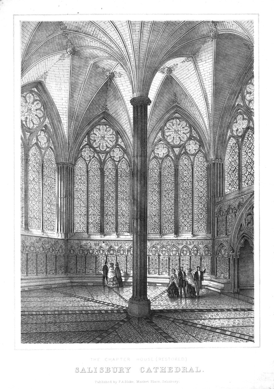 Restaurerad Chapter House vid Salisbury Cathedral, mitten av slutet av 1800-talet. av Unbekannt