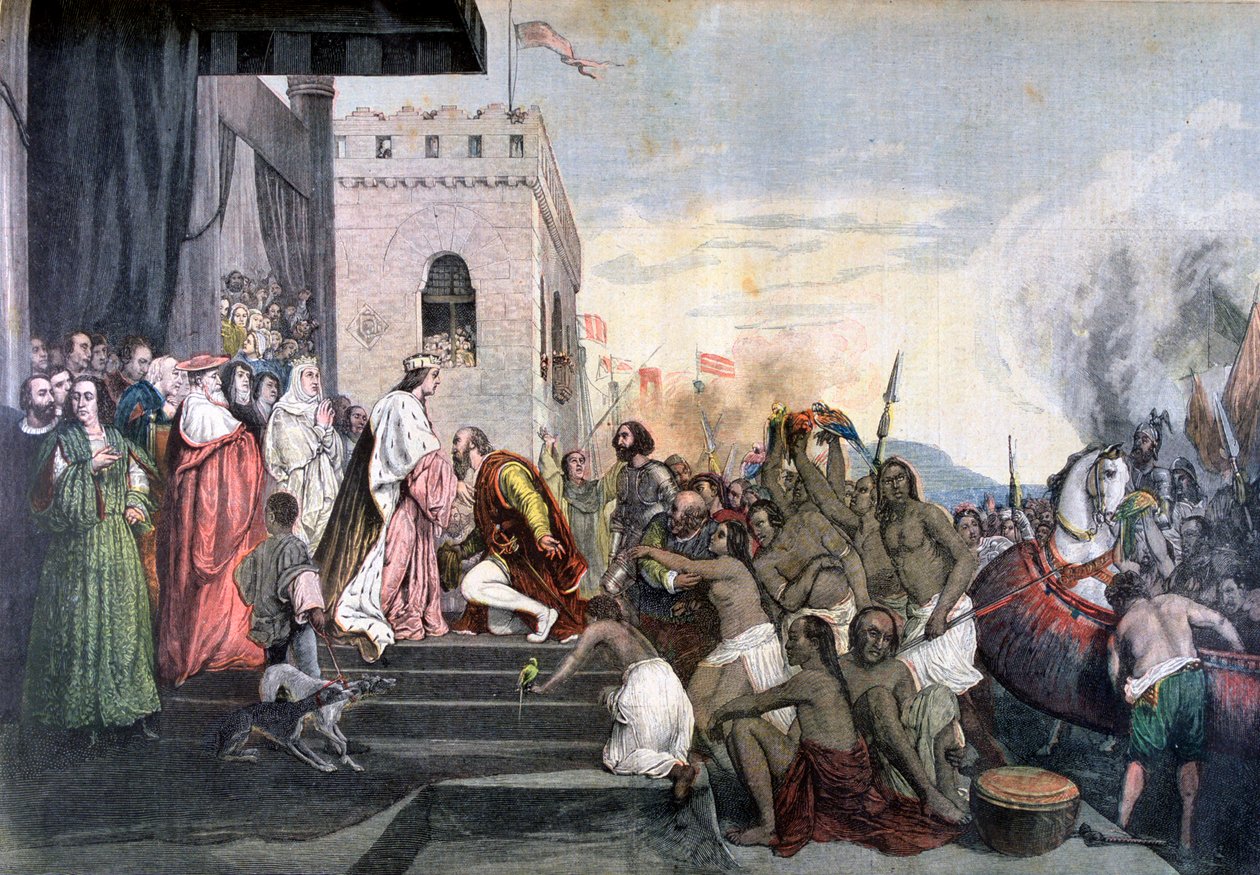 Christopher Columbus återkomst, 1892 av Unbekannt