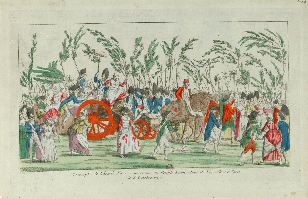 Återvänder hem från oktobermarschen till Versailles, 1789, 1789. av Unbekannt