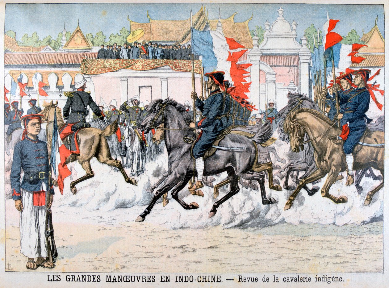 Genomgång av det inhemska kavalleriet, Franska Indokina, 1903 av Unbekannt