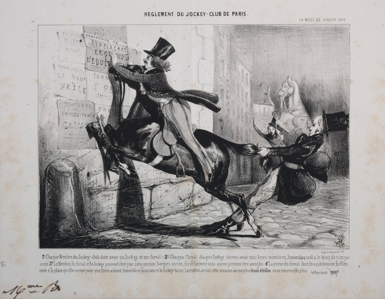 Regler för Jockey Club of Paris: Varje medlem i Jockey Club måste ha en Jockey..., 1800-talet. av Unbekannt