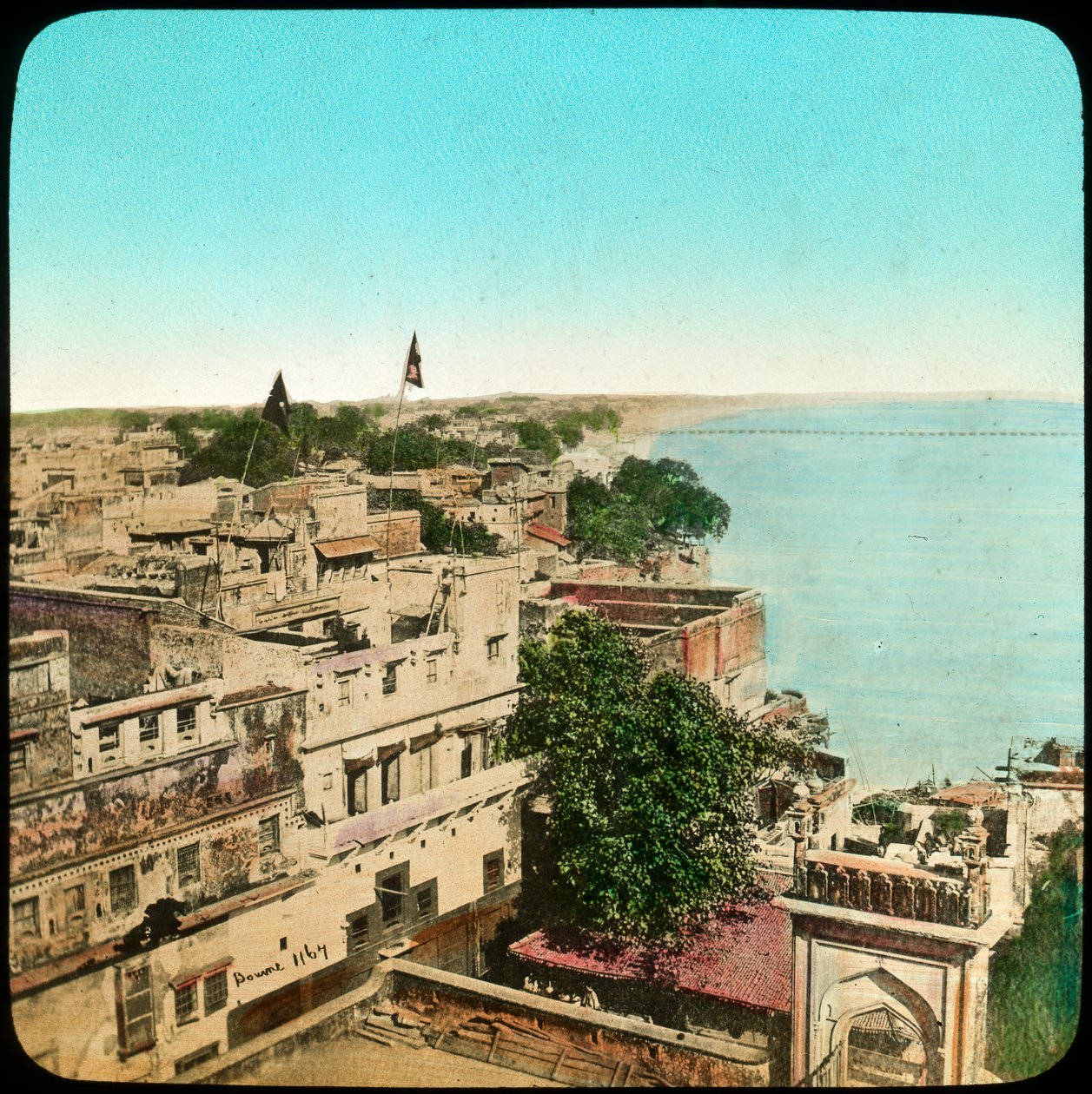 Floden Ganges från Aurangzeb-moskén, Benares, Indien, sent 1800- eller tidigt 1900-tal av Unbekannt