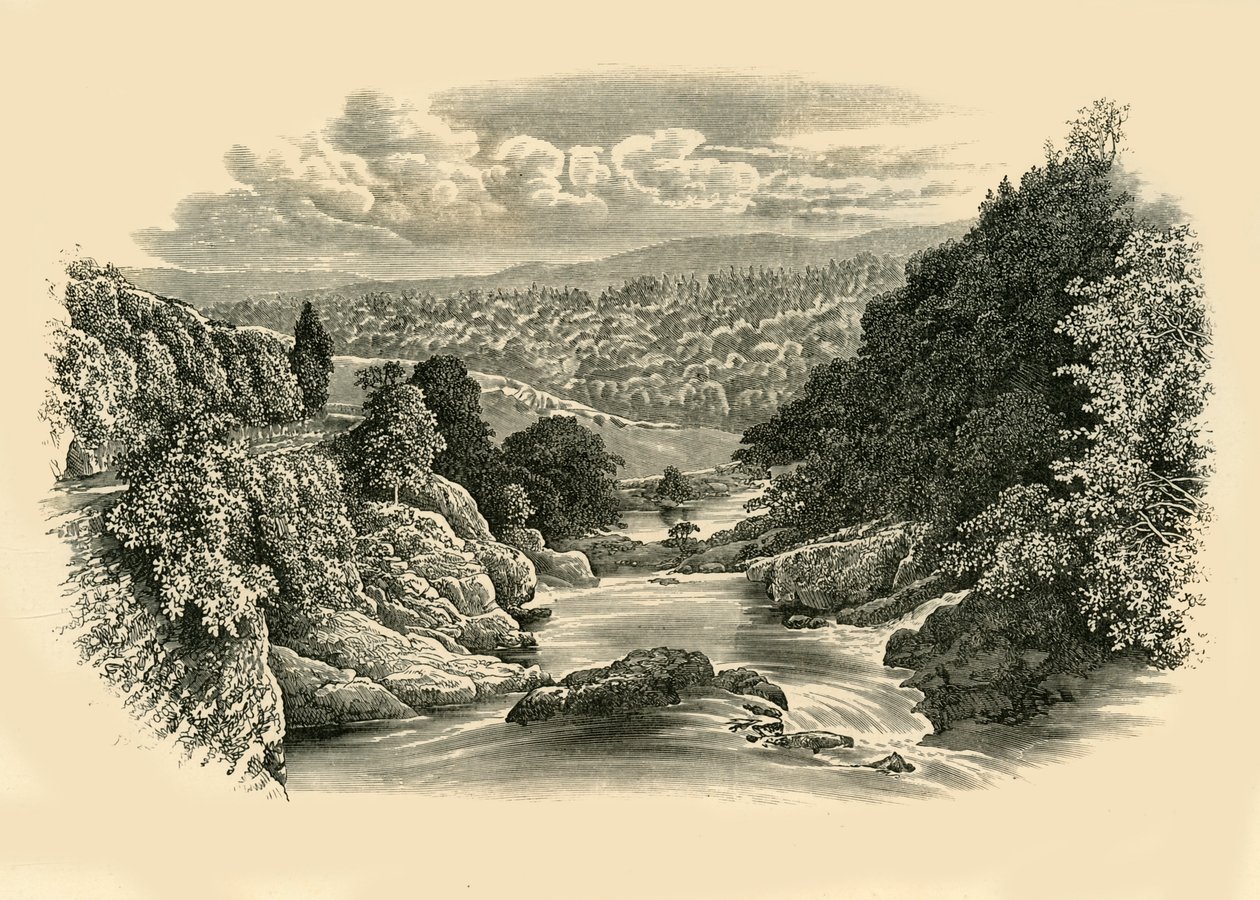 Flodscen vid Pont-Y-Cyffing, c1890. av Unbekannt