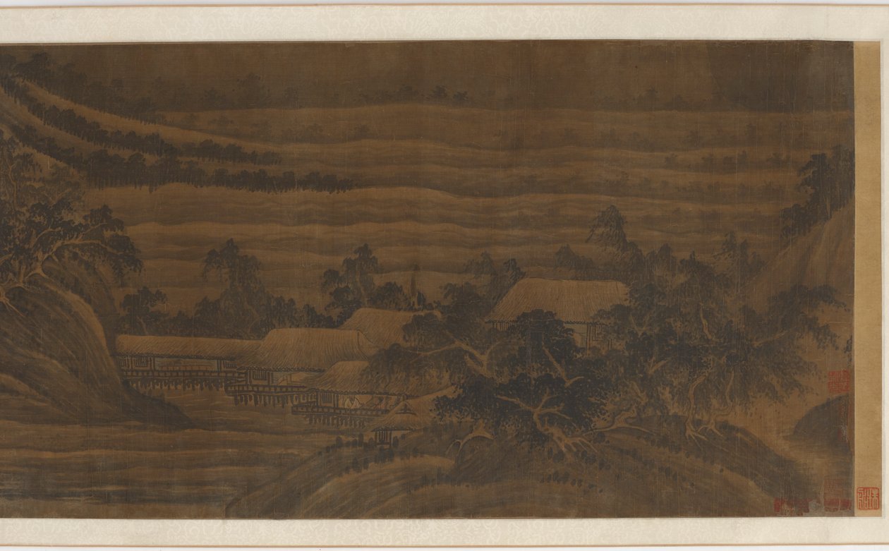 Floddalen med hus och tempel, Mingdynastin, 1400-1500-talet. av Unbekannt
