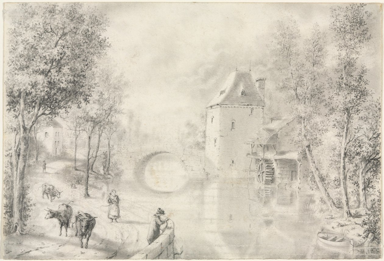 Vägen vid Gamla bron, 1800-tal. av Unbekannt