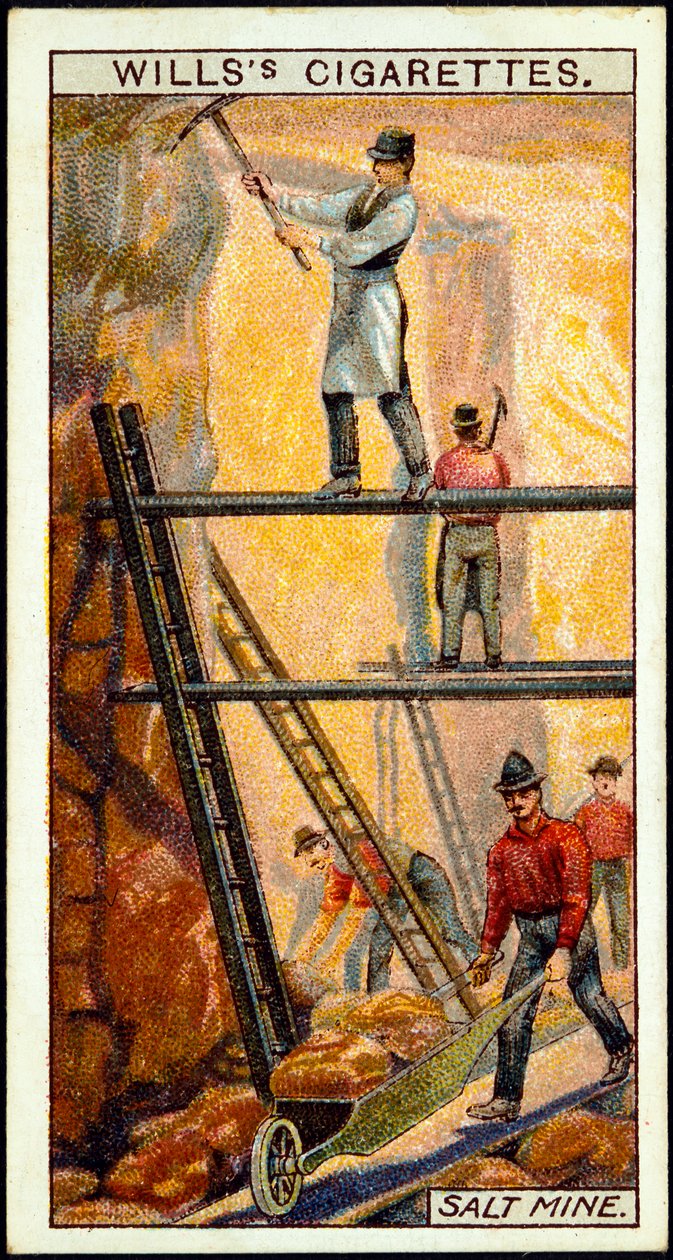 Bergsalt: Gruvarbetare på jobbet i saltgruvan, Wieliczka, Galicien, Polen, 1900-talet av Unbekannt