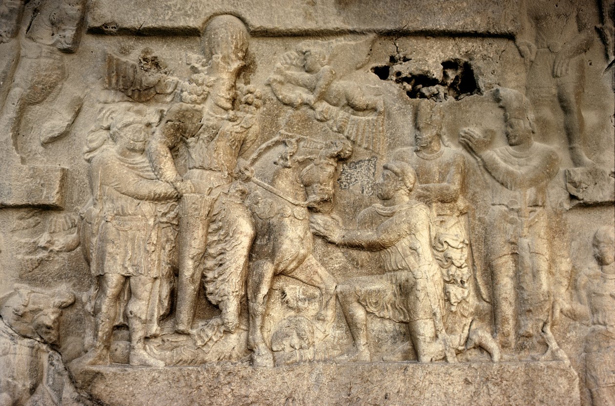 Klipprelief föreställande den sassaniske kungen Shapur I (241-72), den romerske kejsaren Valeriana (ca 240-260) och persiska generaler, 300-talet (sten) av Unbekannt