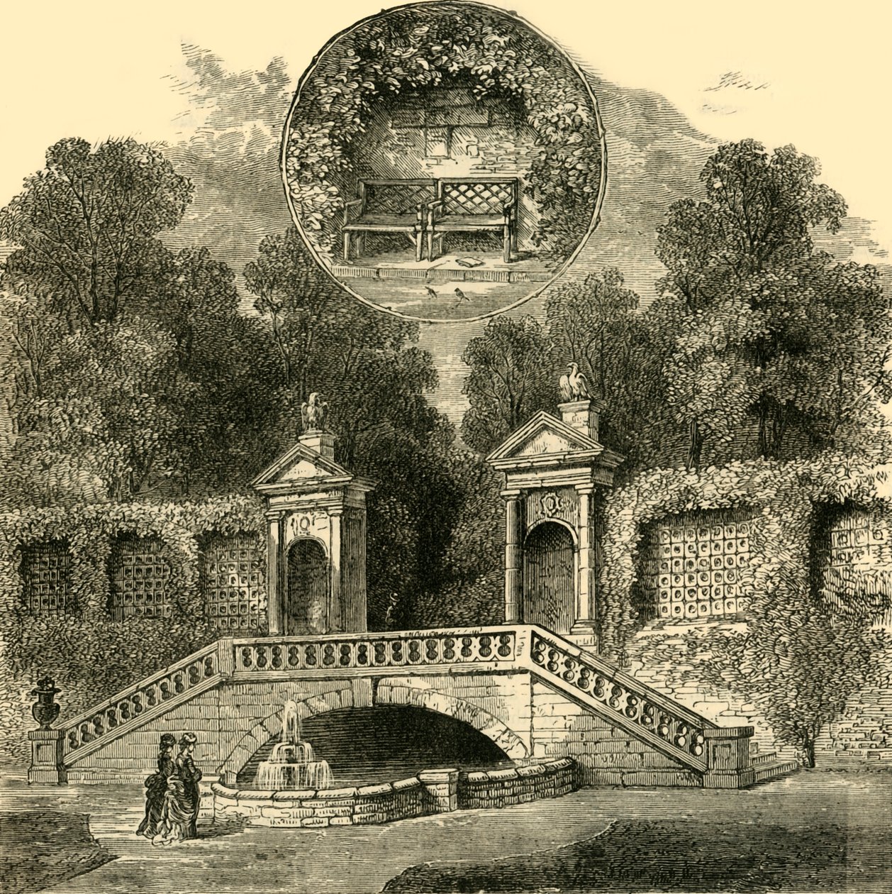 Rogers Seat och Inigo Jones Gateway, Holland House, c1876. av Unbekannt