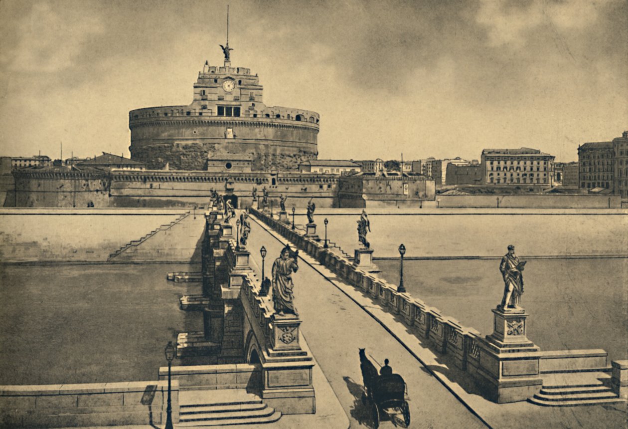 Roma - St. Angelos bro och slott, 1910 av Unbekannt