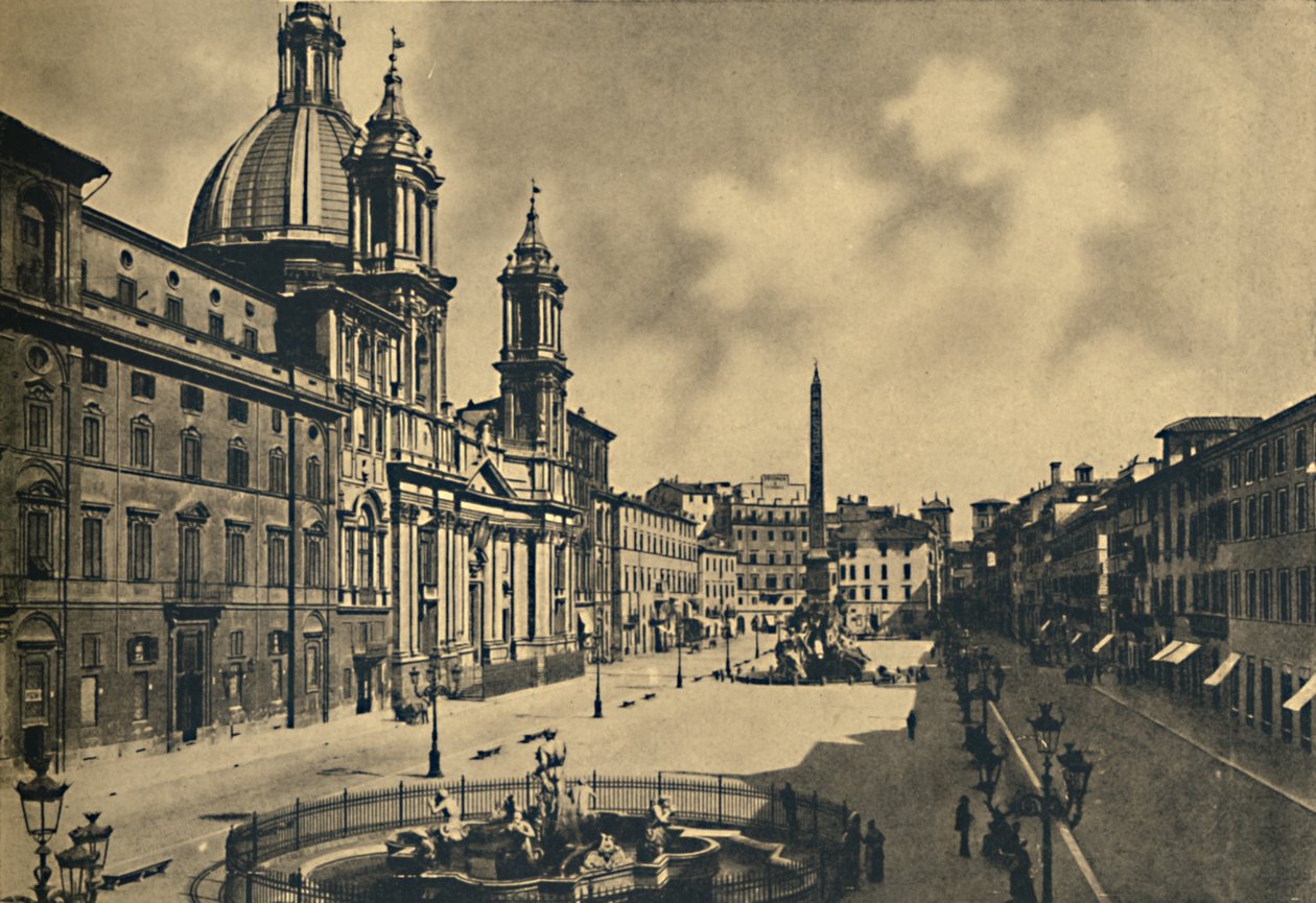 Roma - Circo Agonale - St. Agnes kyrka - Fontäner av Bernini, 1910 av Unbekannt