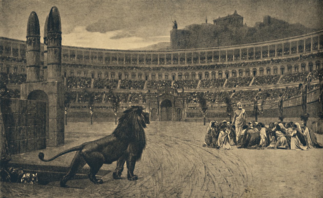 Roma - Circus Maximus - De kristnas sista bön som kastades till de vilda djuren, 1910 av Unbekannt
