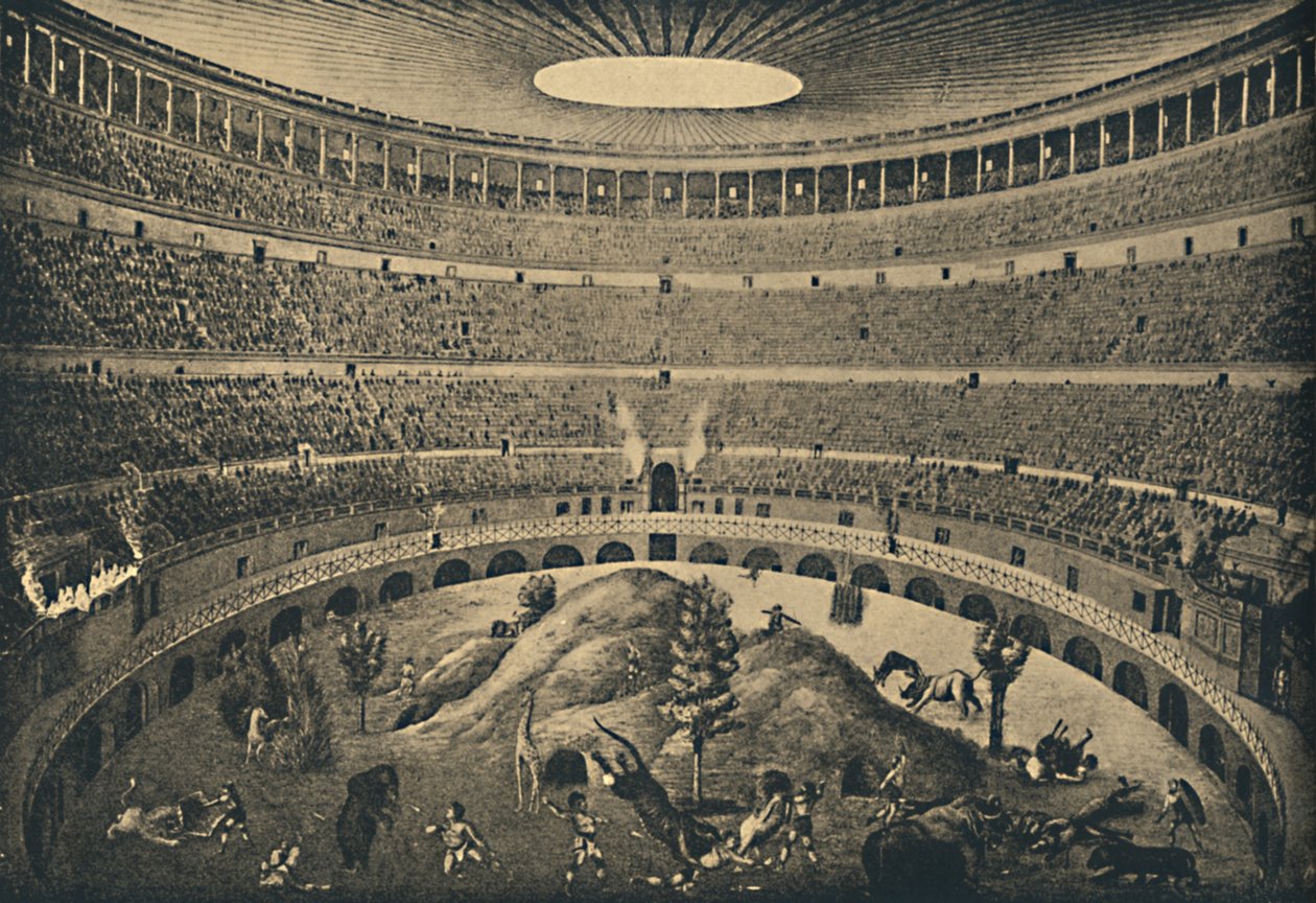 Roma - Colosseum - Rekonstruktion av en jakt på vilda djur, 1910 av Unbekannt