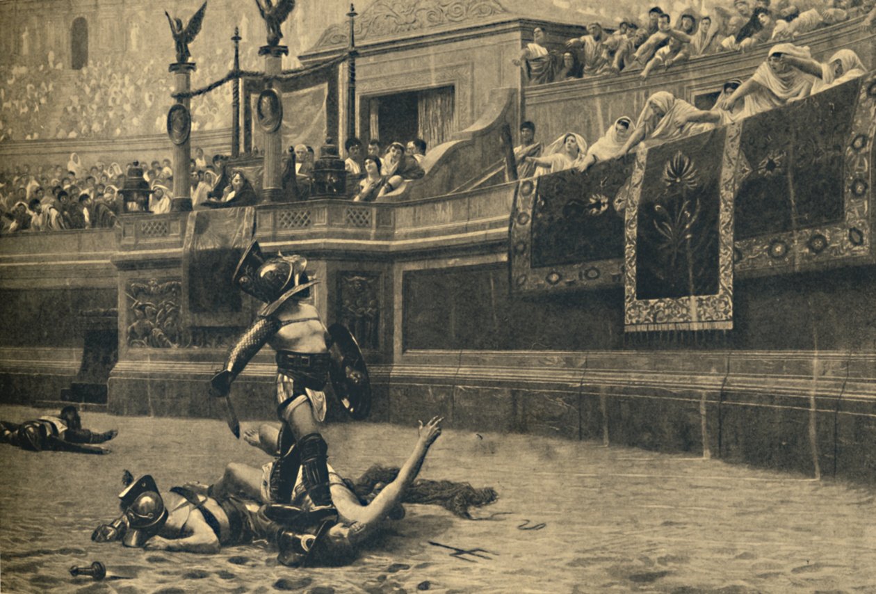 Roma - Colosseum - Tummen ner i en gladiatorkamp, 1910 av Unbekannt