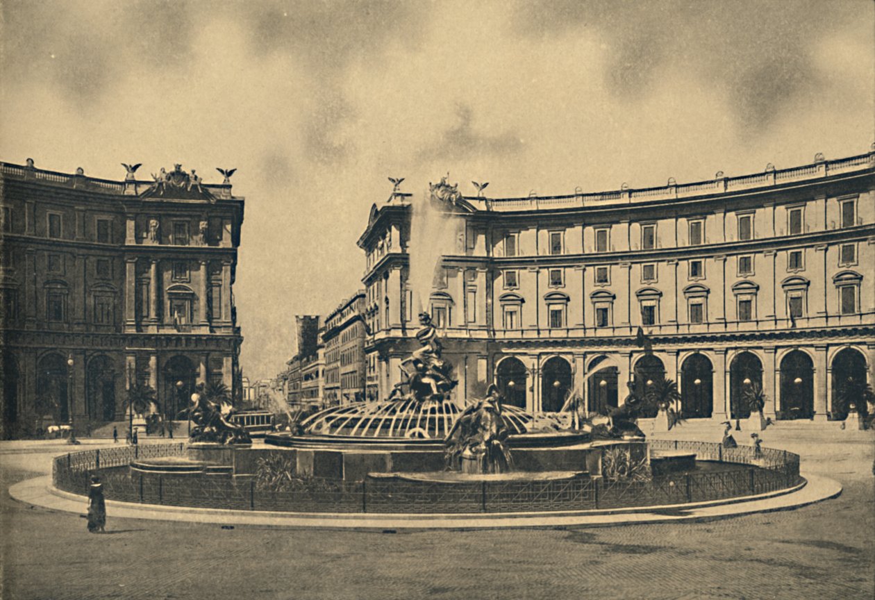 Roma - Esedra-torget och Naiades-fontänen, 1910 av Unbekannt