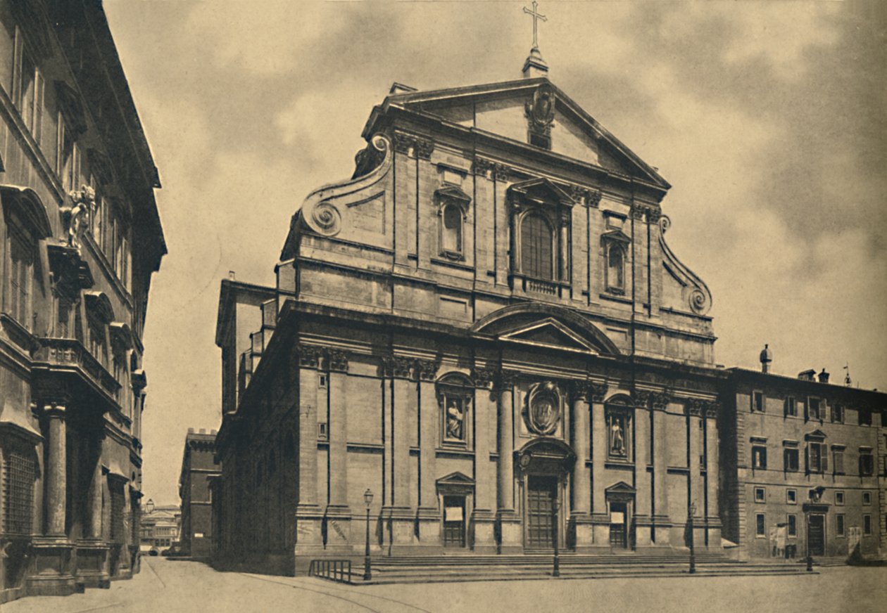 Roma - Fasad av kyrkan Gesu, av Giacomo della Porta, 1910 av Unbekannt