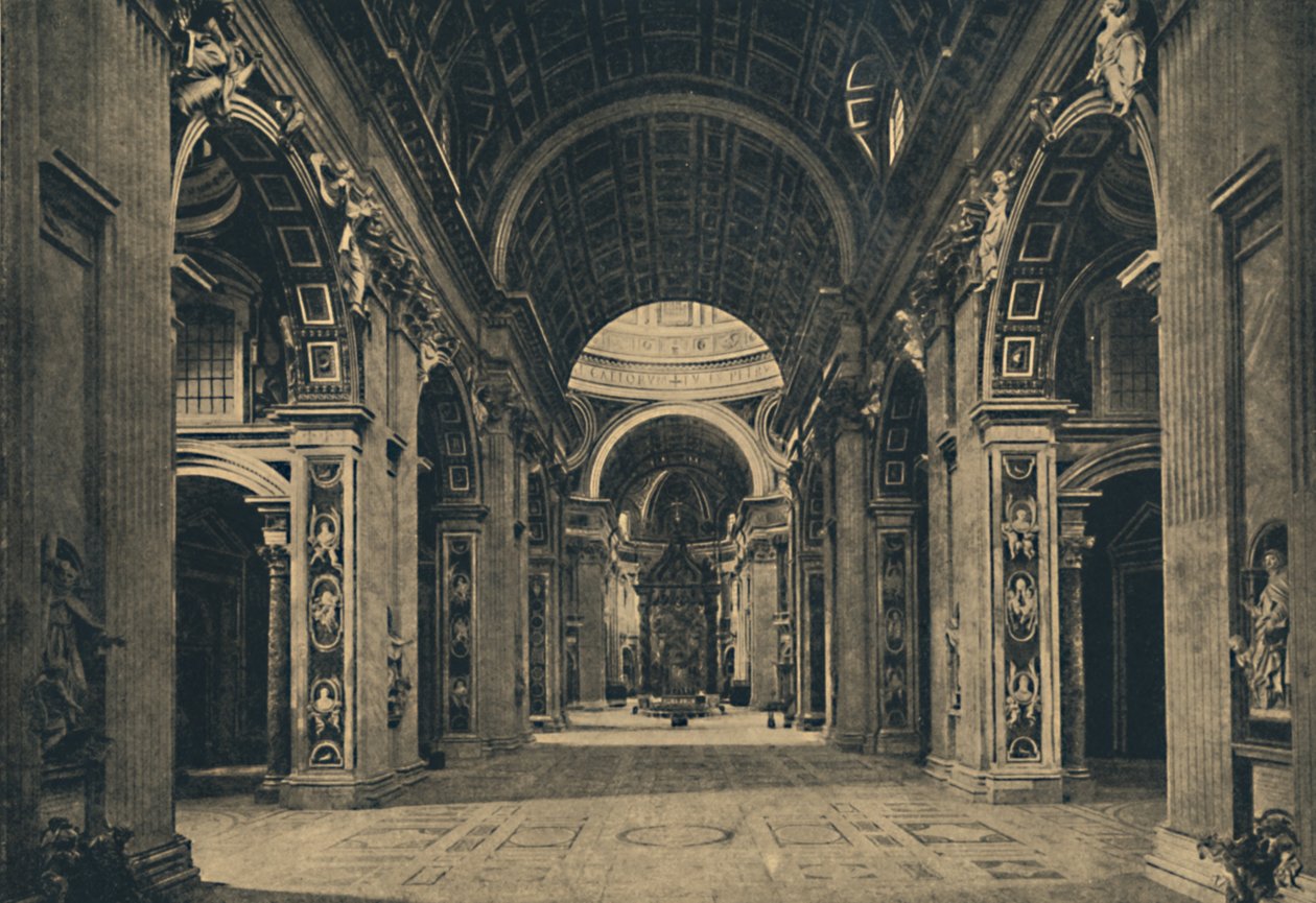 Roma - Interiör av basilikan S. Peter, 1910. av Unbekannt