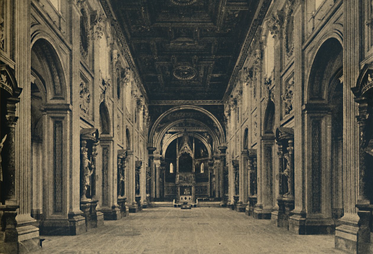 Roma - Huvudskeppet i basilikan St. John Lateran Borromini, båge. 1650, 1910 av Unbekannt