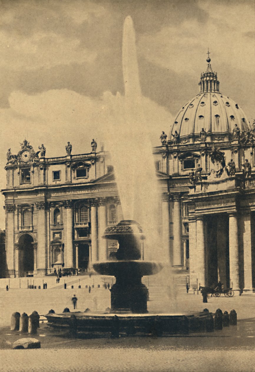 Roma - Petersplatsen. Fontän och fasad av Carlo Maderno. Kupol av Michelangelo, 1910 av Unbekannt