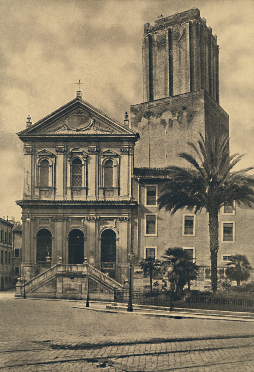 Roma - Via Nazionale. St. Katarina-kyrkan och militärens torn, 1910 av Unbekannt