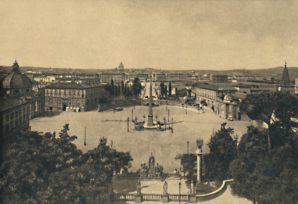 Roma - Utsikt från Pincian Garden: Popolo-popplarnas torg, 1910 av Unbekannt