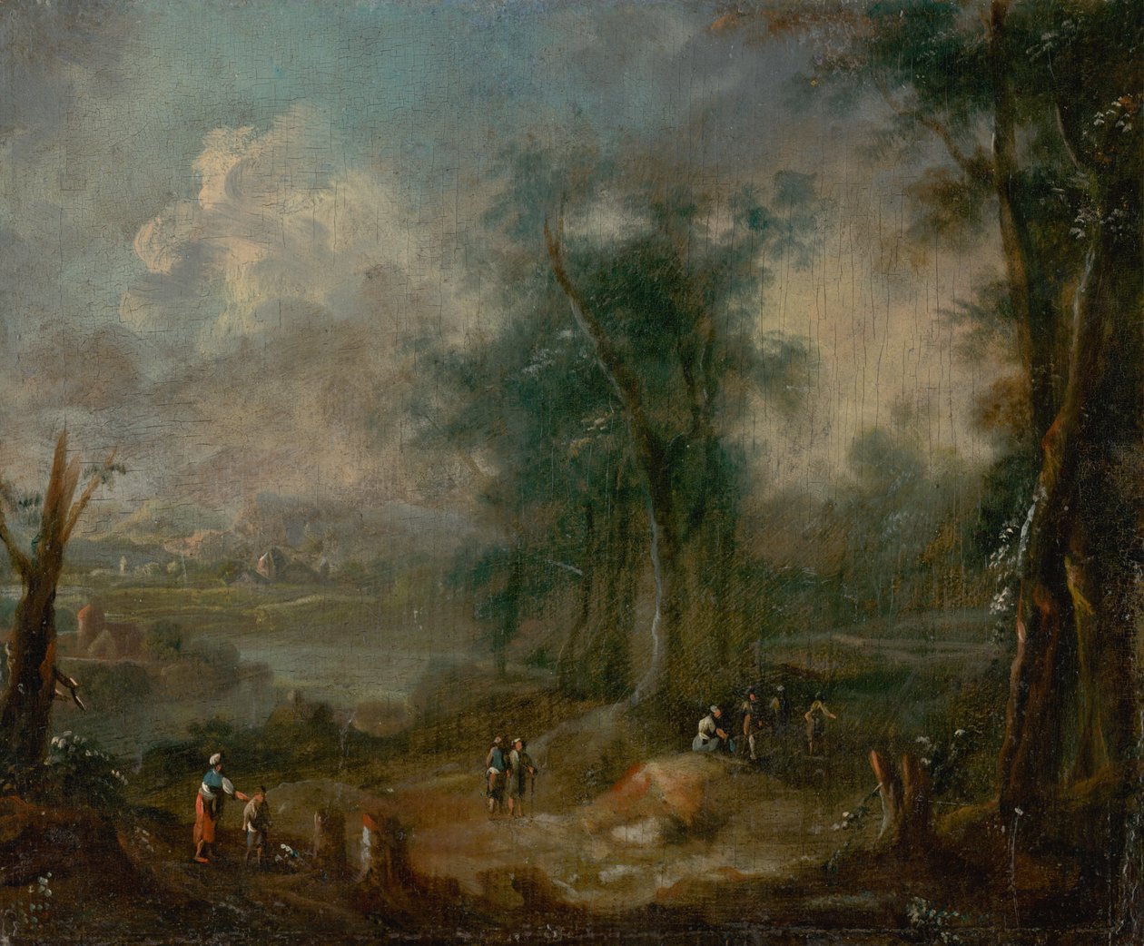 Romantic Landscape with Figural Staffage av Unbekannt