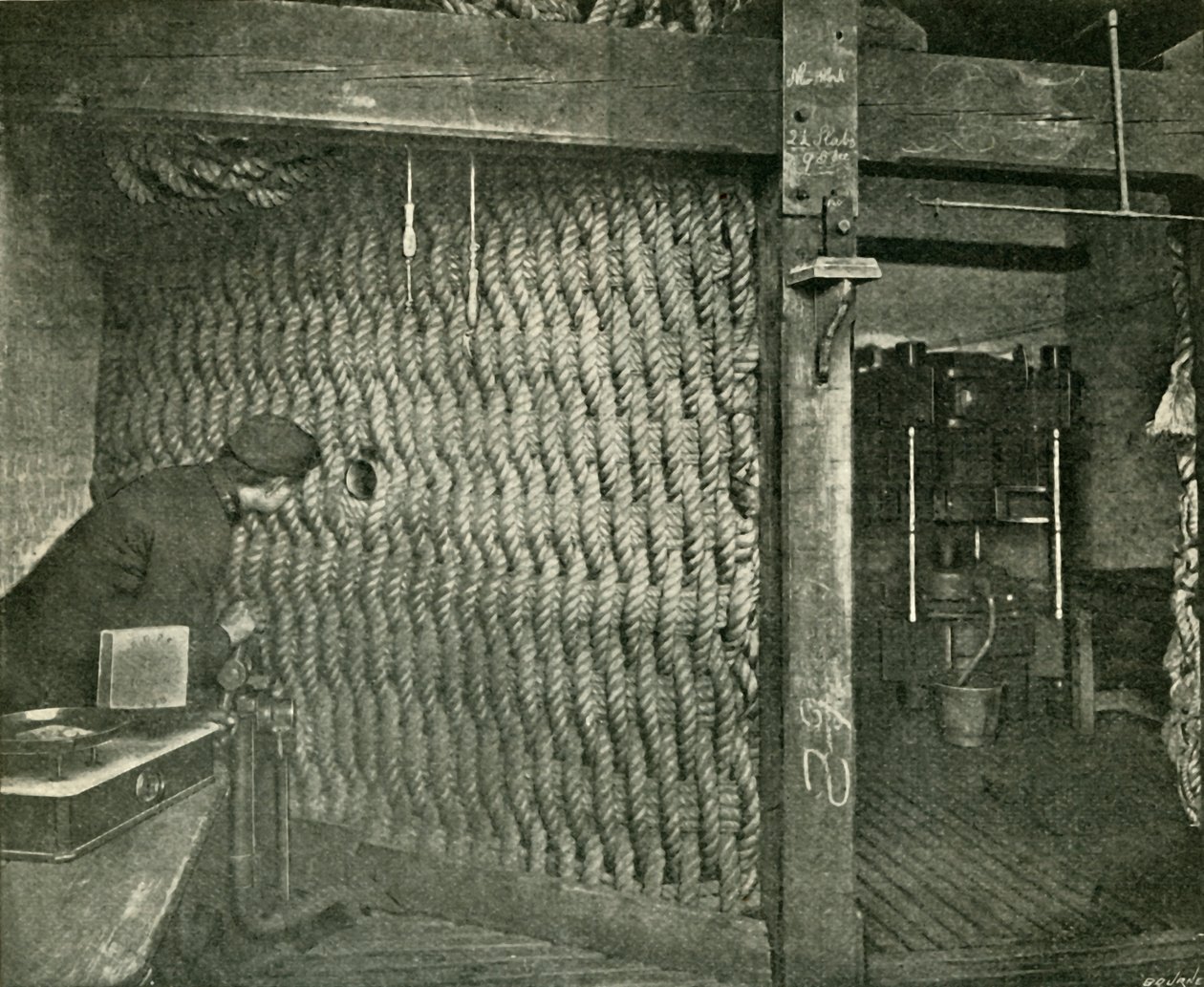 Repskärm som används för skydd vid pressning av explosiv pistol-bomull, 1901. av Unbekannt