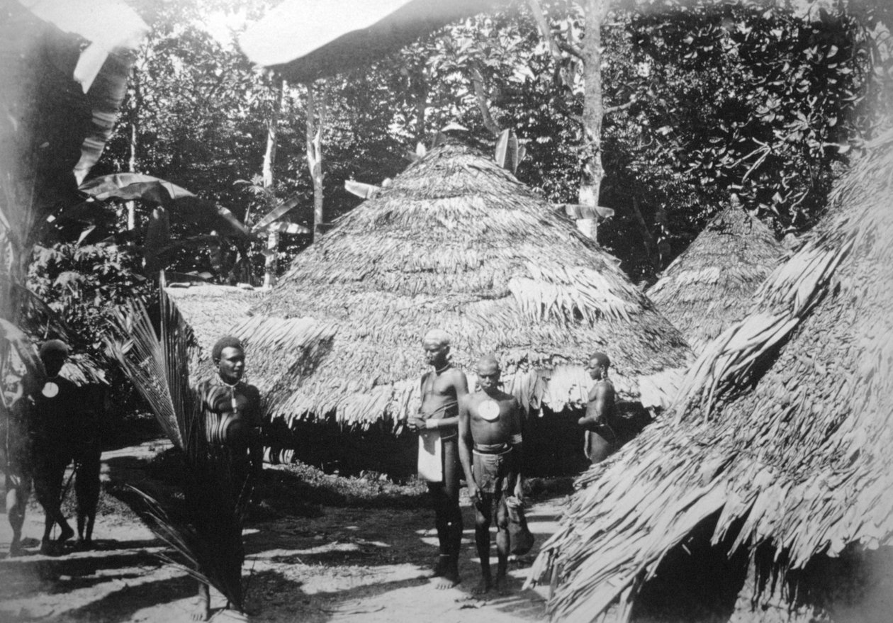 Runda hus av infödda i Timotu, Santa Cruz, 1892 av Unbekannt