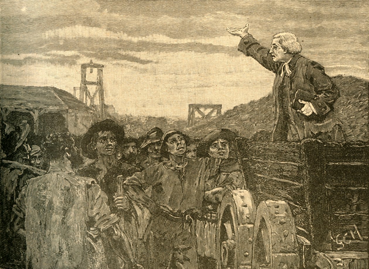 Rowland Hill predikar för colliers i Kingswood, Bristol, c1772 c1890. av Unbekannt