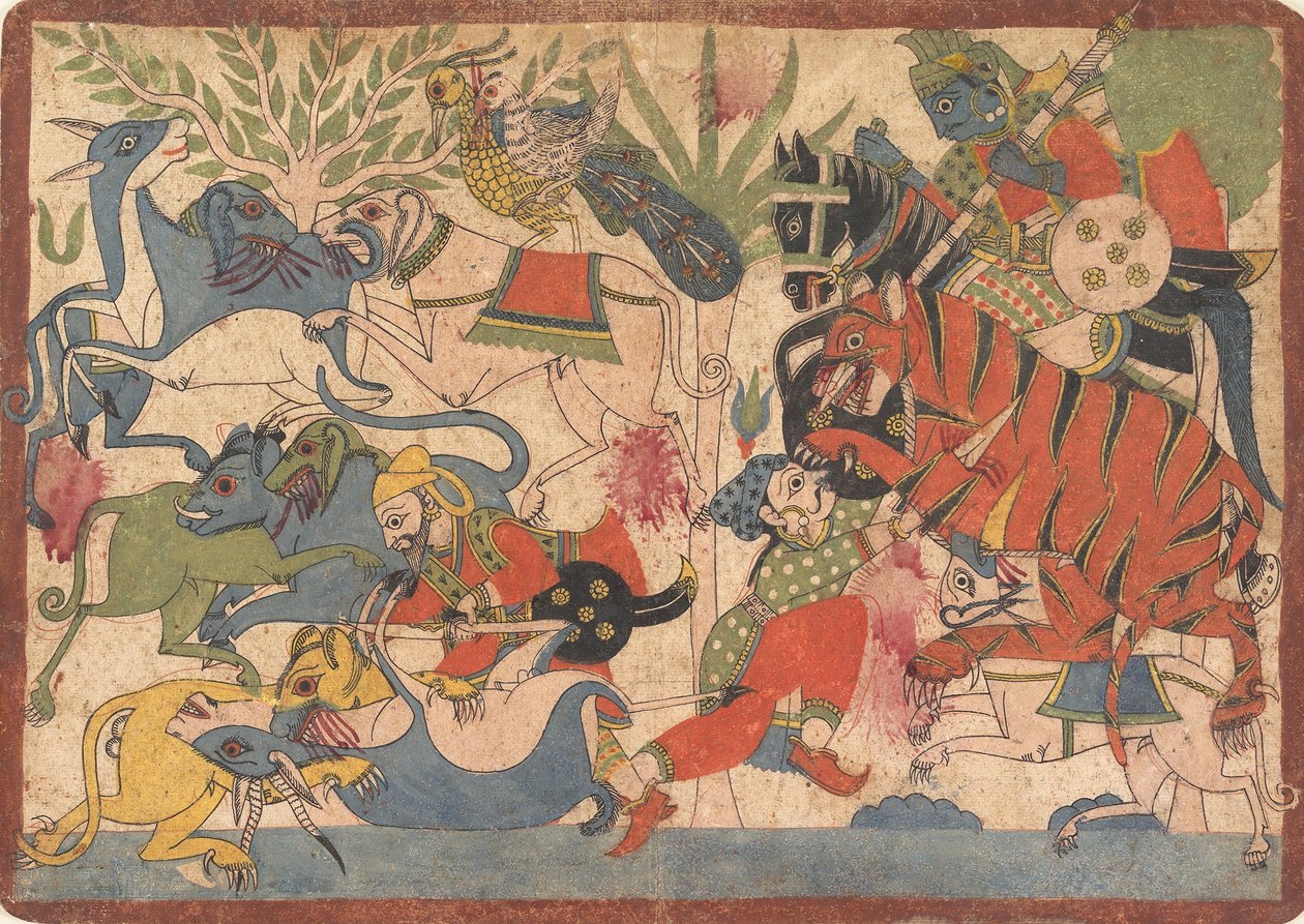 Royal Hunt, folio från en Mahabharata, 1800-1850. av Unbekannt