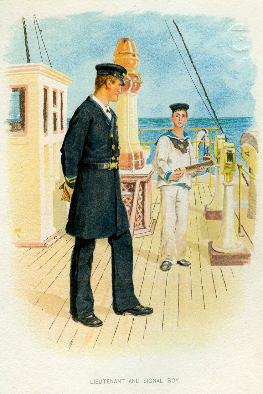 Royal Navy Lieutenant och signalpojke, c1890-c1893 av Unbekannt