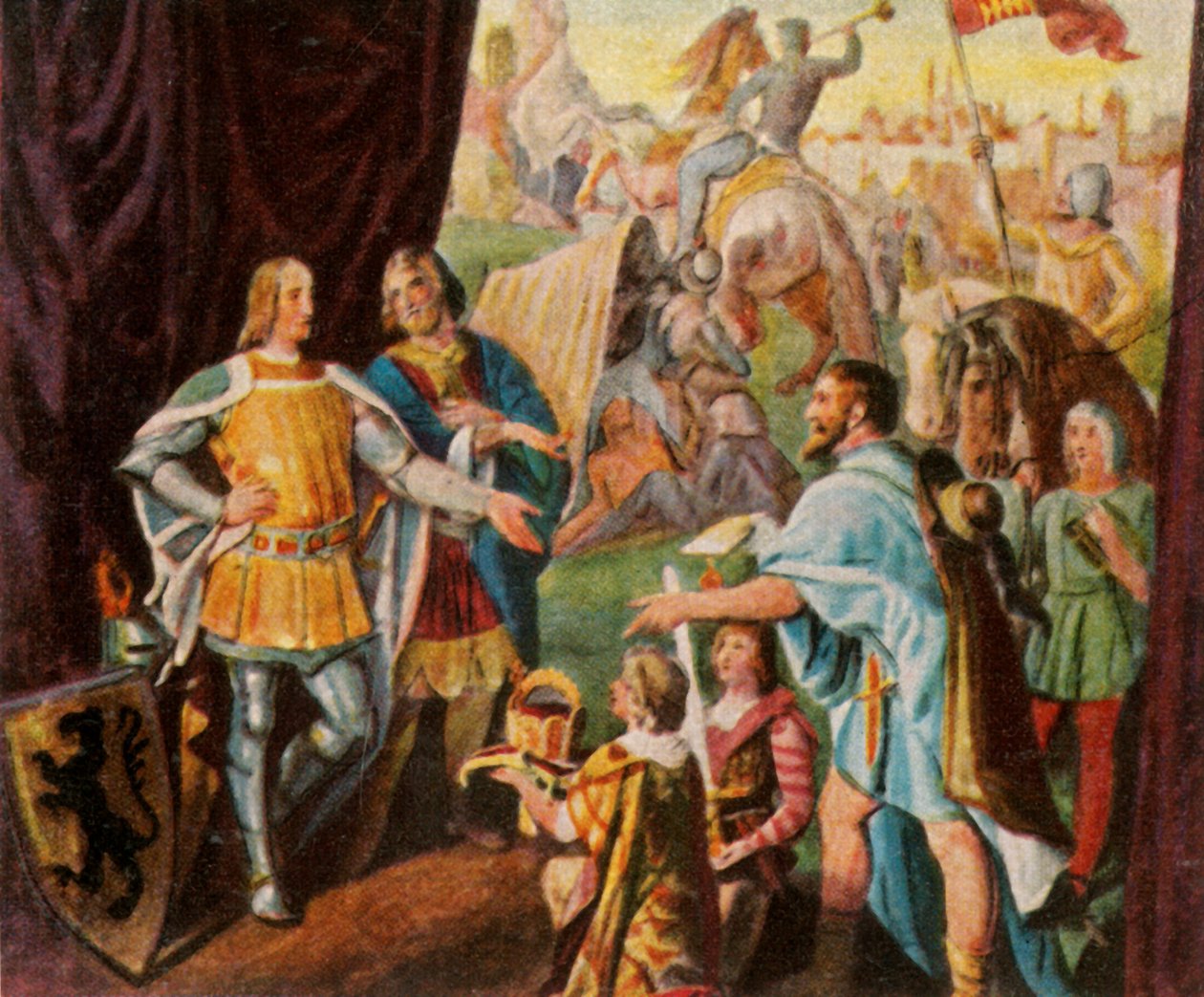Rudolf av Habsburg får nyheten om hans val till kung av Tyskland, 1273, 1936. av Unbekannt