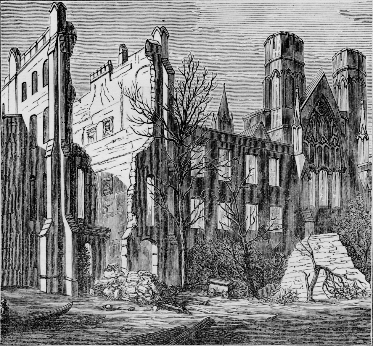 Ruinerna av parlamentets hus, efter branden 1834, c1850-talet. av Unbekannt