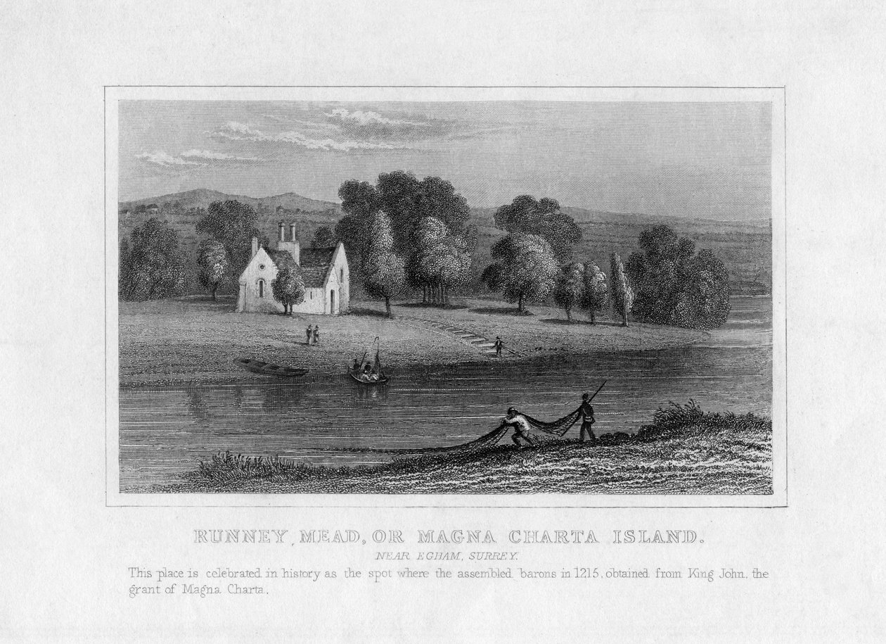 Runney Mead eller Magna Charta Island, nära Egham, Surrey, 1800-talet av Unbekannt