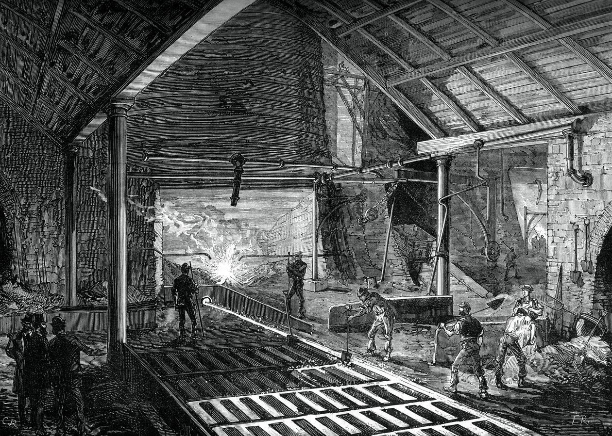 Att köra in det smälta järnet i grisarna, c1880 av Unbekannt