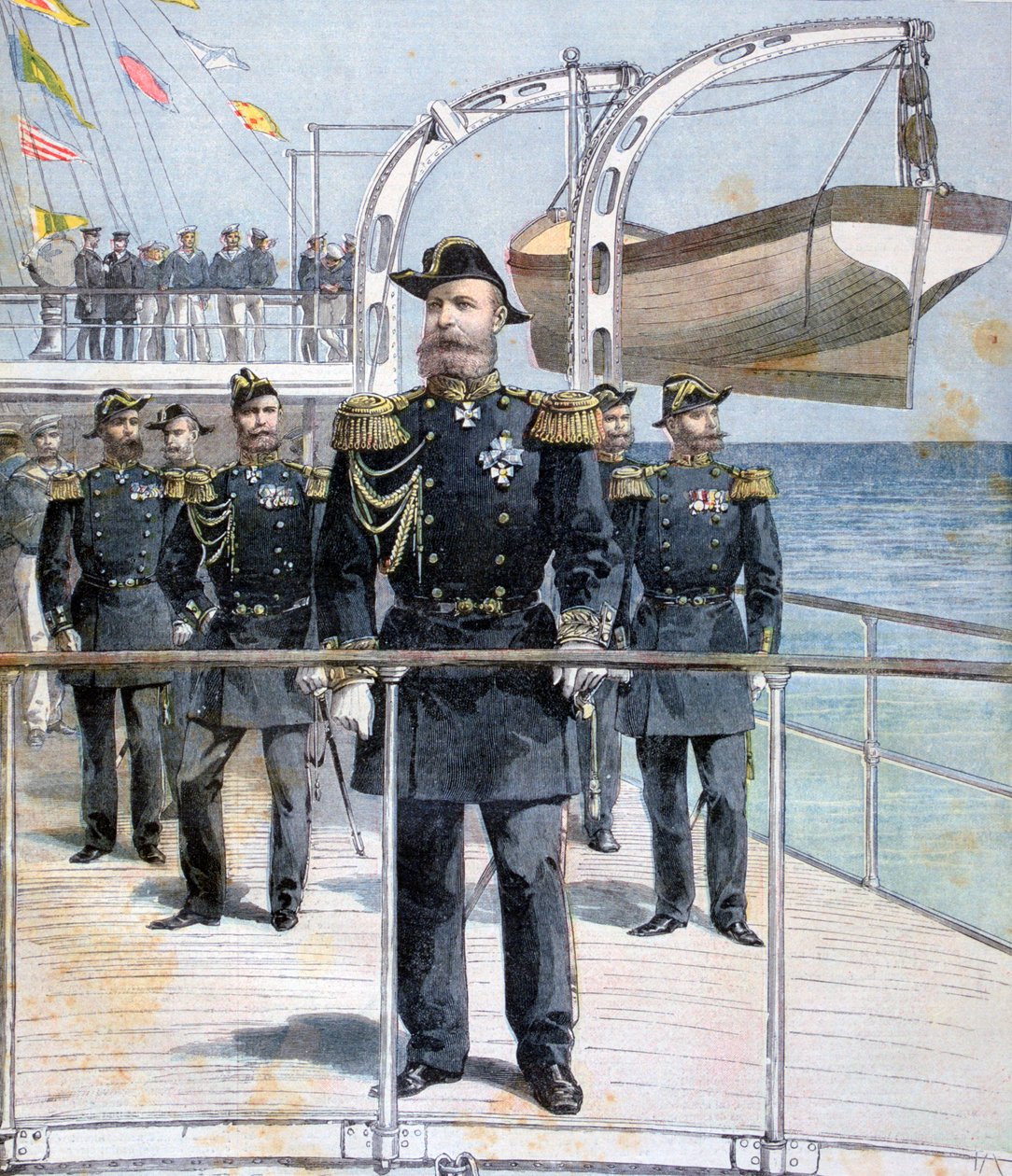 Den ryske amiralen Avellan ombord på kryssaren kejsar Nicholas I, 1893 av Unbekannt