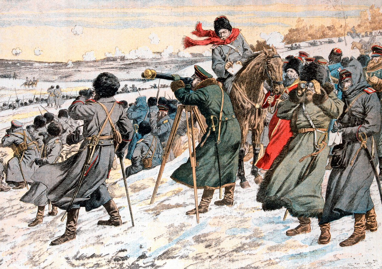 Den ryska generalen Kouropatkine ger order om att retirera, rysk-japanska kriget, 1904 av Unbekannt