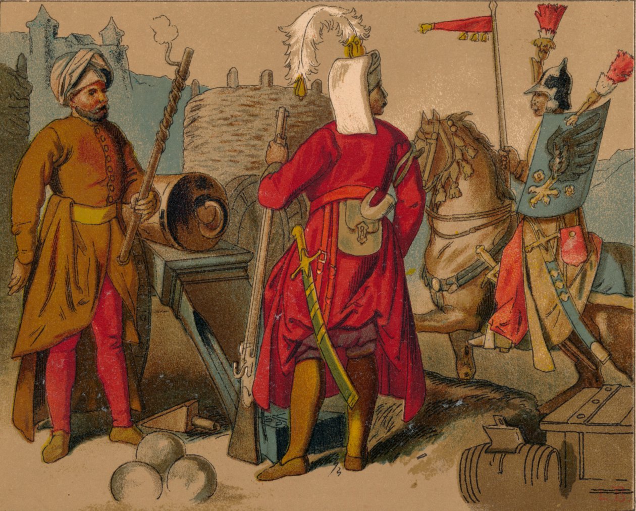 Ryska Strelitzi och turkiska garder från 1600-talet - artillerist, janitsjare, Spahioglan, c1 av Unbekannt